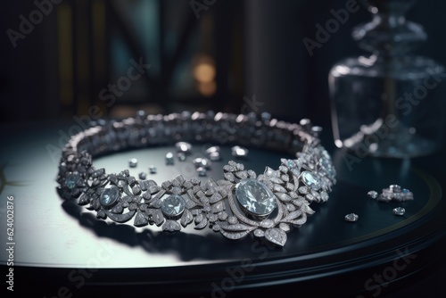 Elegant diamonds necklace fashion. Generate Ai