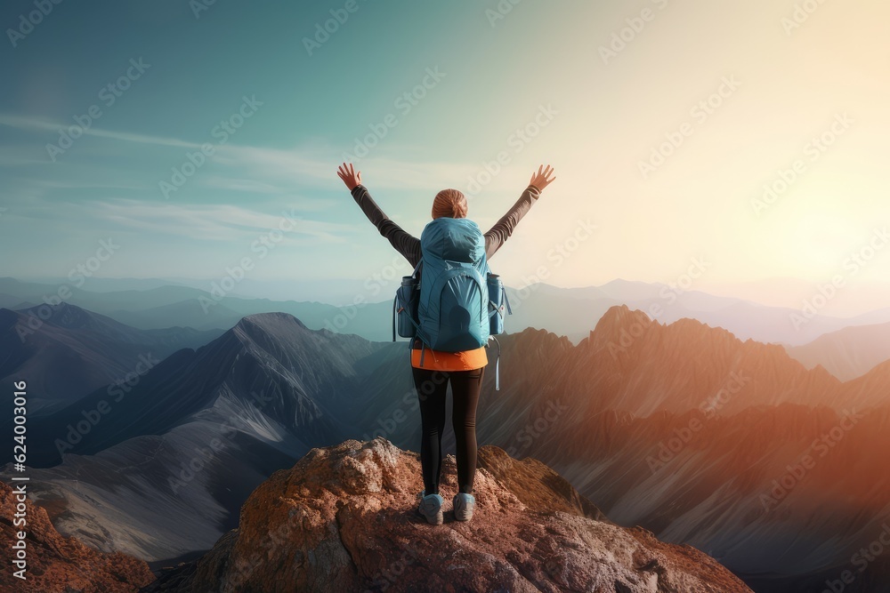 Female hiker backpack. Generate Ai Female hiker backpack. Generate Ai
