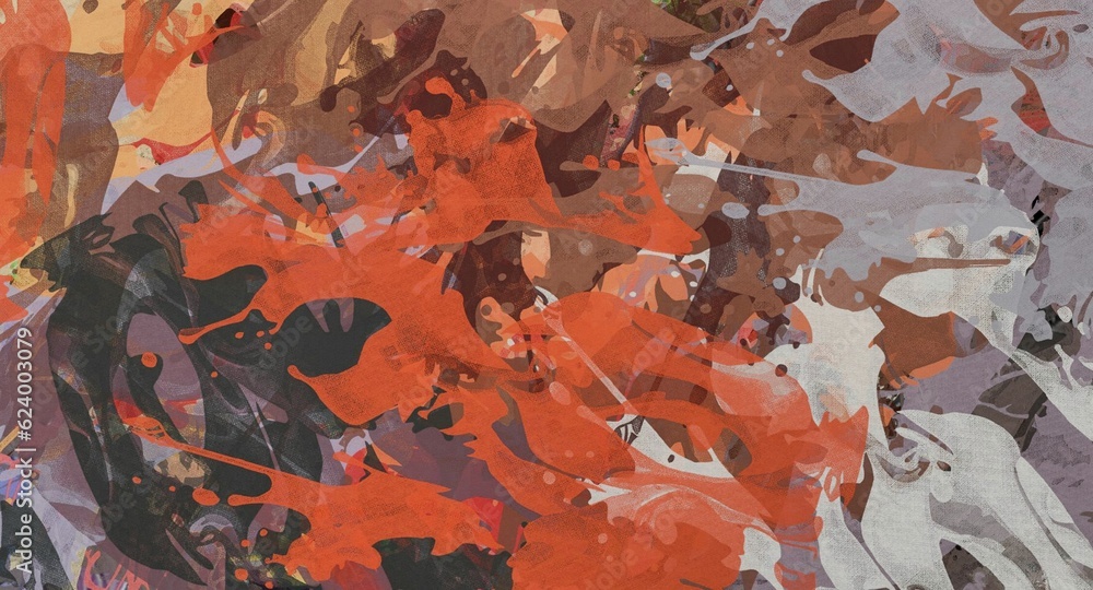 Abstract Grunge Background Graphic Watercolor Stylization on Textured Canvas of Chaetic Strokes of Paint Spots