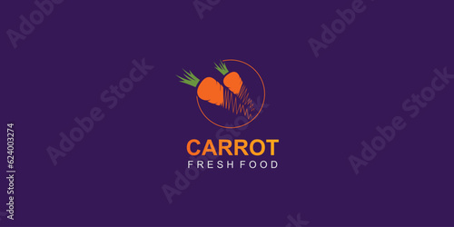 Simple carrot logo design with unique concept| organic food| premium vector