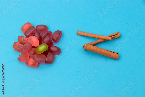 Food, donuts, sweets, custard, on a clean background, blue, banner, peach, pastries, decorative pastries, sweet, tasty, on a plate, on a plate
