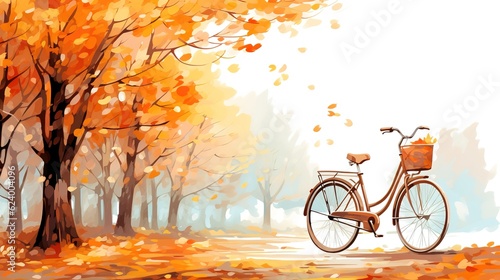 Beautiful Autumn cartoon landscape illustrations,AI generated.
