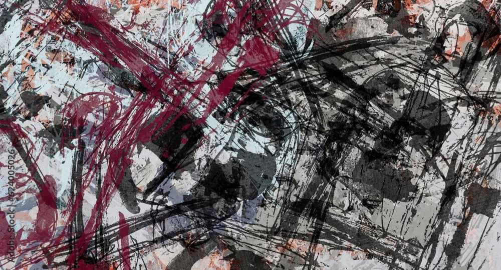 Abstract raster grunge background with blurred wavy smears of paint