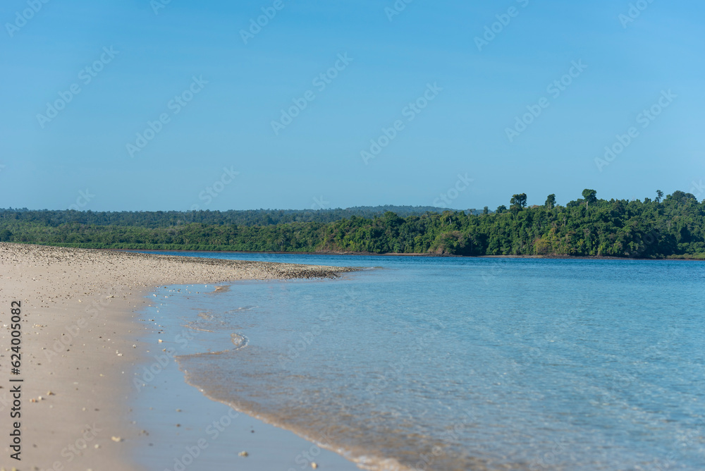 Obraz premium Small tropical island beach , Granito de Oro island, Coiba National Park, Panama, Central America -stock photo