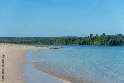 Small tropical island beach , Granito de Oro island, Coiba National Park, Panama, Central America -stock photo