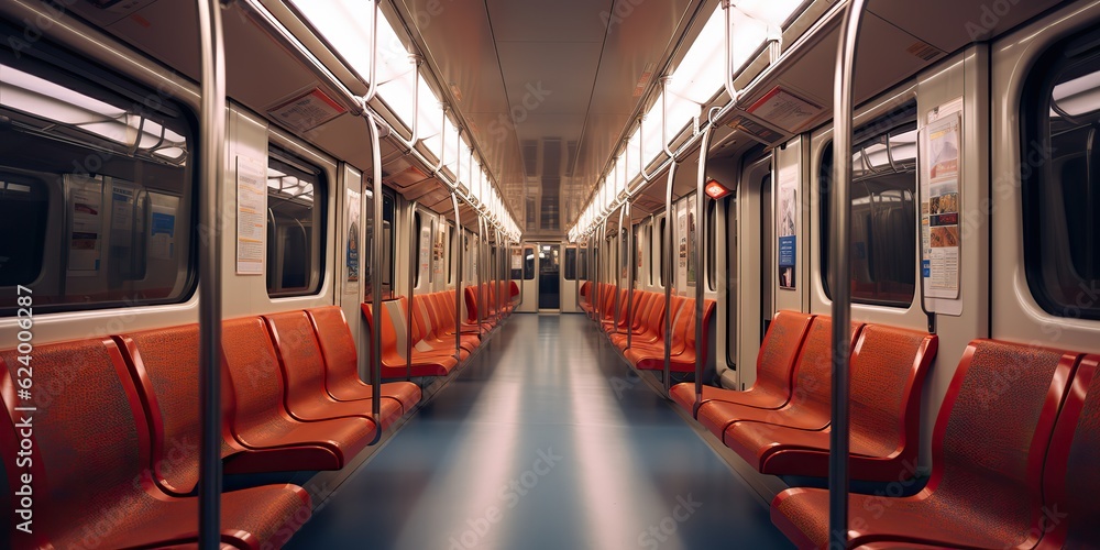 AI Generated. AI Generative. Inside empty wagon train transport. Transportation move rail road. Graphic Art