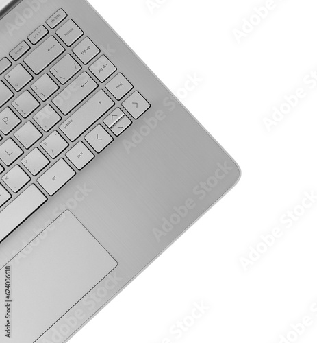 Part of the laptop keyboard is placed at an angle.