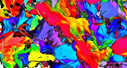 Obraz na płótnie Abstract psychedelic fractal background of stylized watercolor illustration, colored chaotically blurred spots and paint strokes of different sizes and shapes w salonie