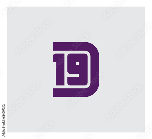 D19 or 19D - Elegant universal vector sign. Graphic symbol for corporate business identity. Number 19 and letter D - Logo design. photo