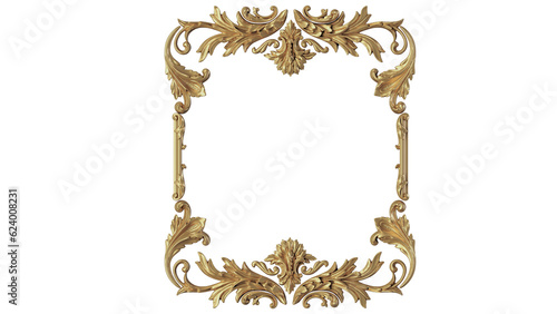 antique gold frame isolated on white background