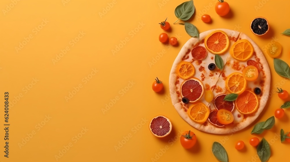 Pizza with ingredients top view. Pizza with ingredients top view.