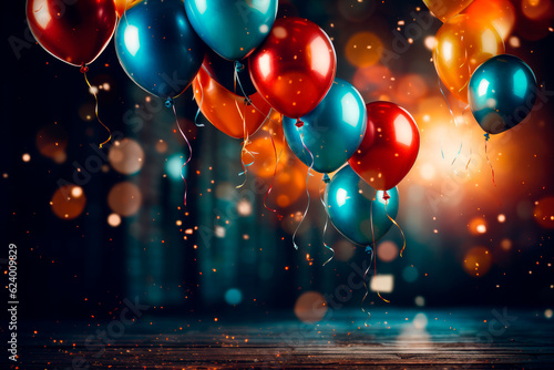 Wallpaper Mural Colorful balloons with helium and ribbons. AI generated. Torontodigital.ca