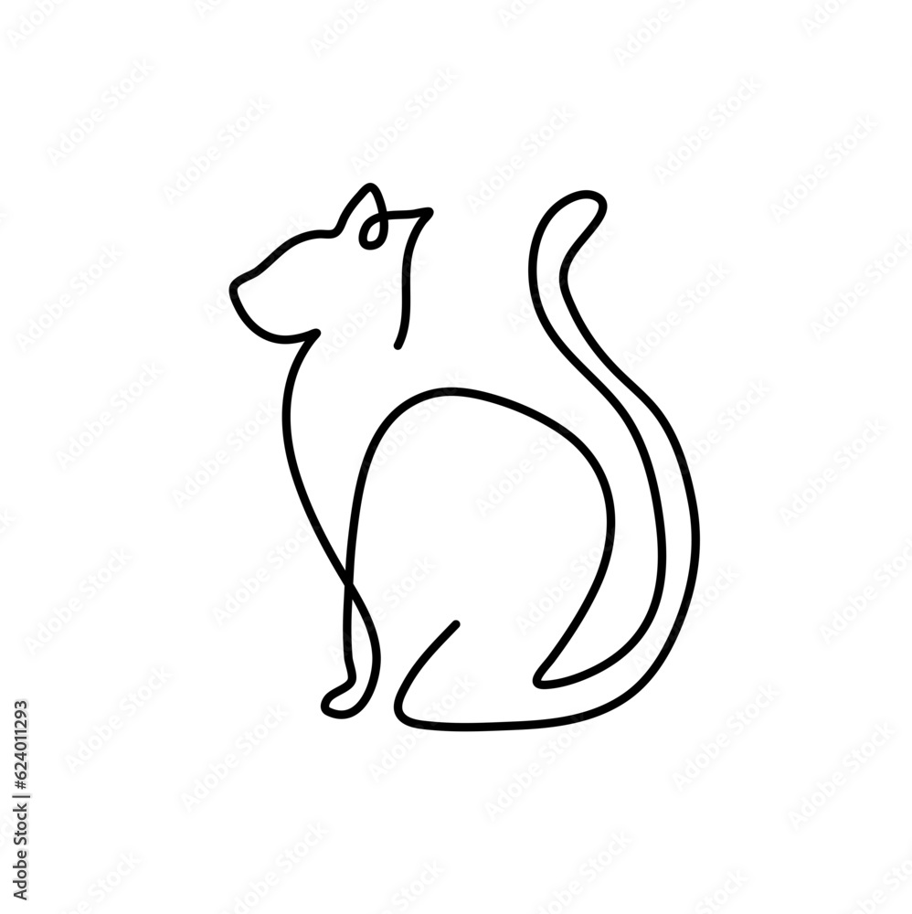 Cat one line drawing vector. Continuous line cats cover poster. Line art. Poster for concept design. Cat one line drawing vector. Continuous line cats cover poster. Line art. Poster for concept design.