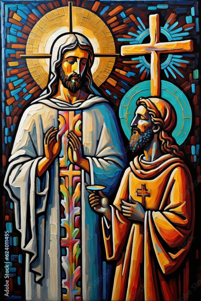 Fototapeta premium Photo of Jesus Christ oil painting made with Generative AI 