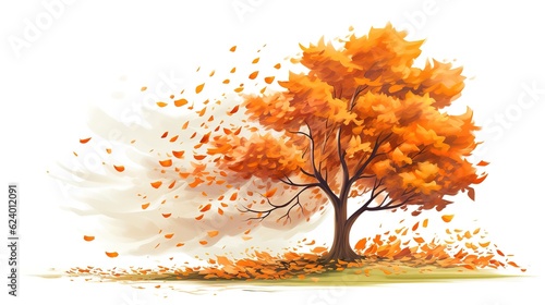 Beautiful Autumn cartoon landscape illustrations,AI generated. 