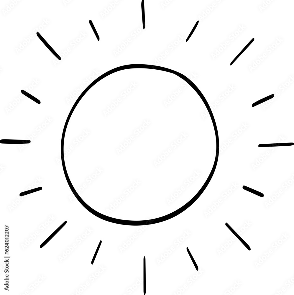 hand drawn abstract sun illustration isolated on white background. hand drawn abstract sun illustration isolated on white background.