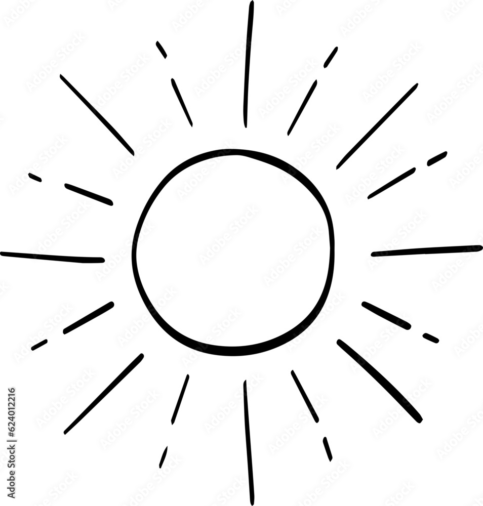 hand drawn abstract sun illustration isolated on white background. hand drawn abstract sun illustration isolated on white background.