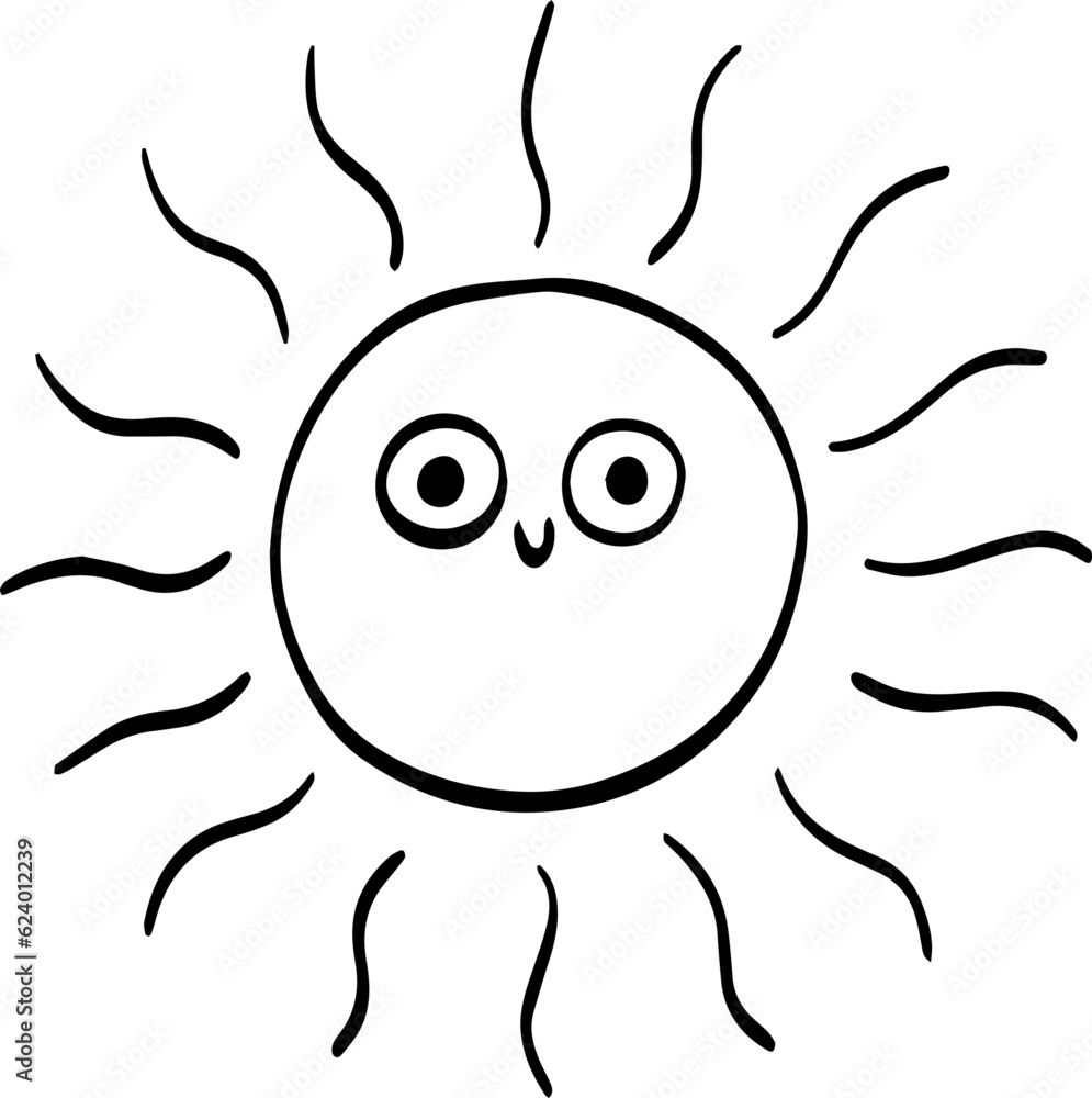 hand drawn abstract sun illustration isolated on white background. hand drawn abstract sun illustration isolated on white background.