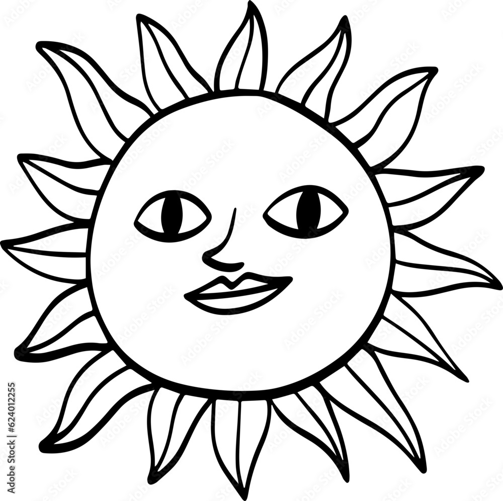 hand drawn abstract sun illustration isolated on white background. hand drawn abstract sun illustration isolated on white background.