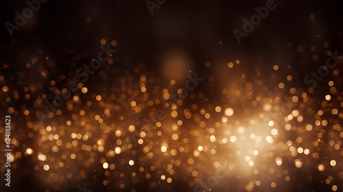 Golden abstract background with bokeh defocused lights and stars.Generative AI