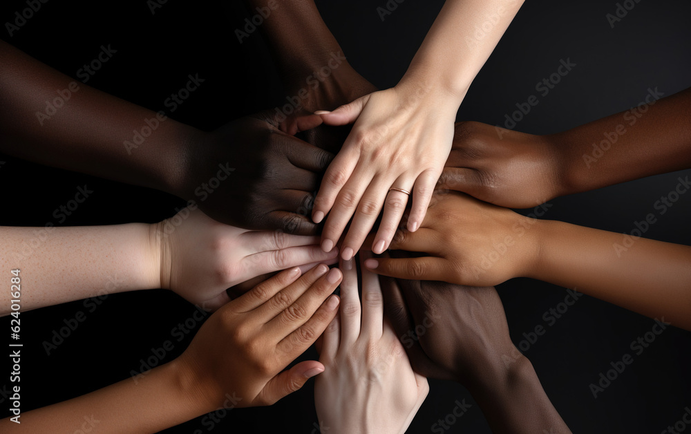 diverse group of people holding hands