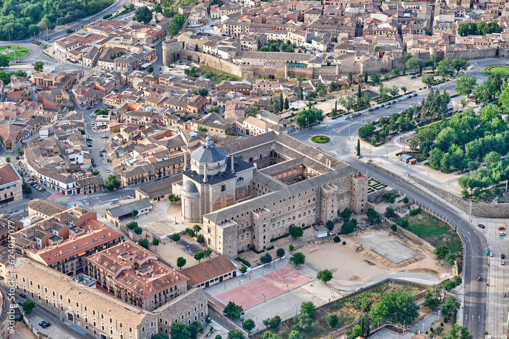aerial view of the old Hospital of Tavera of Toledo Spain and its surroundings