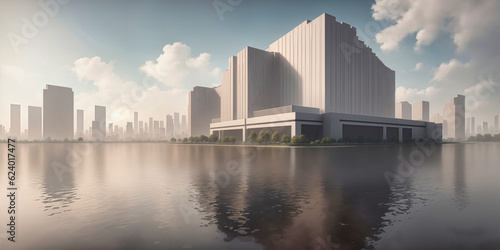 Panoramic view of futuristic morden city skyline.