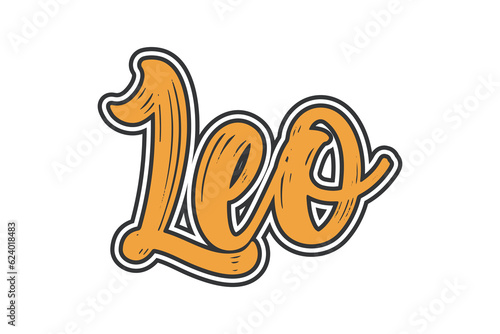 Leo text effect. lettering in doodle style. Vector illustration.