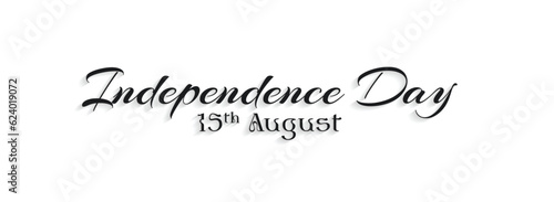 Happy Independence Day Typography. Hand drawn modern vector calligraphy. Simple inscription with swashes, wavy lettering text. 15 August Indian Independence day greeting card and Social Media Cover photo