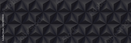 Abstract geometric background. Vector 3d illustration. Triangle or pyramid black shapes. Polygonal tiles backdrop. Minimal cover design. Futuristic element for design