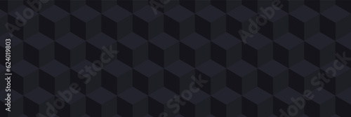 Abstract geometric background. Vector 3d illustration. lack blocks on a black background.Polygonal tiles backdrop. Minimal cover design. Futuristic element for design