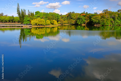 Mirror of the sky over the lake.scenic landscape view.beautiful .forest.Chengcheng Lake, Kaohsiung City, Taiwan.for branding,calender,postcard,screensave,wallpaper,banner,website.High quality photo. © 林智遠 