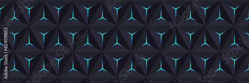 Seamless blue triangle design, Pyramid 3D pattern background. Abstract geometric texture collection design. Vector illustration