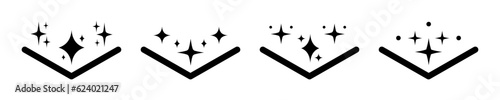 Set of clean surface vector icons. Cleanliness, sparkle and shiny surface. Clean symbol.