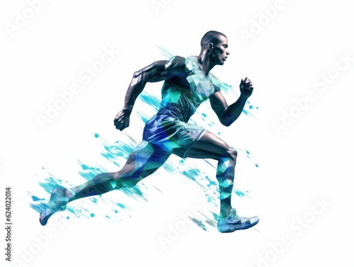 one caucasian runner running jogger