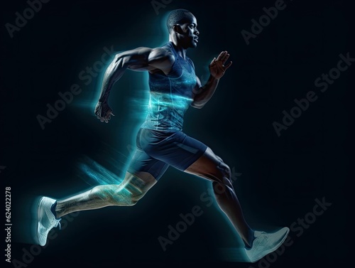 one caucasian runner running jogger