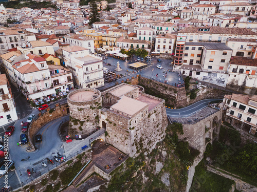Canvas Print aerial view from the drone of Pizzo Calabro, a town on the coast of the Gods in the province of Vibo Valetia in Calabria