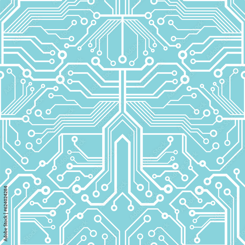 information technology design seamless pattern, vector illustration, blue and white background