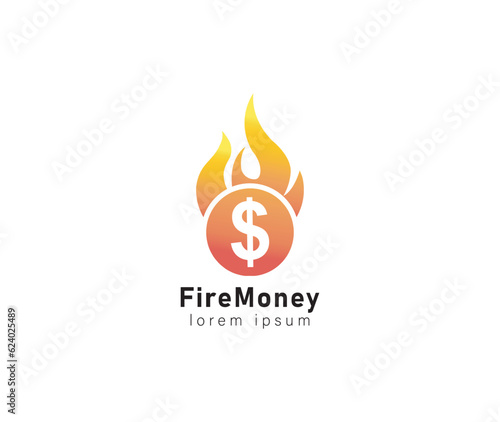 Fire Money Logo Design Concept Vector. Money Fire Logo Template. Fast Money Icon Symbol. Illustration