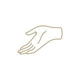 Minimalist elegant hospitality human hand with open palm and fingers line art icon vector