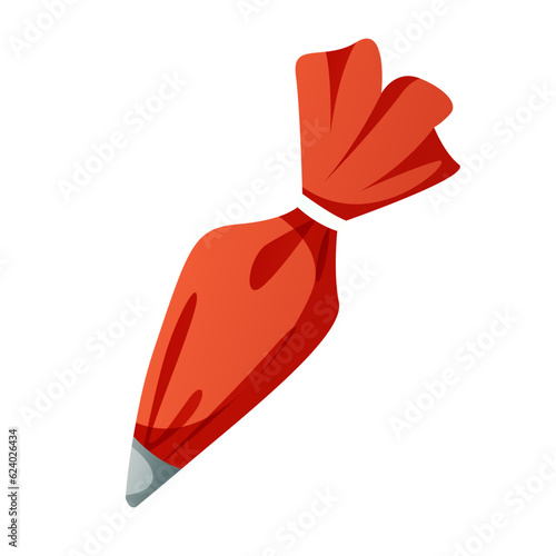 Kitchen pastry bag for homemade cooking. Baking tools, utensils, supplies, bakery stuff. Baking, bakery shop, cooking, sweet products, dessert. Vector for poster, banner, menu, cover, advertising