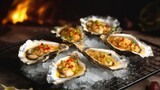 Delicious oysters with garlic sauce. Generative AI