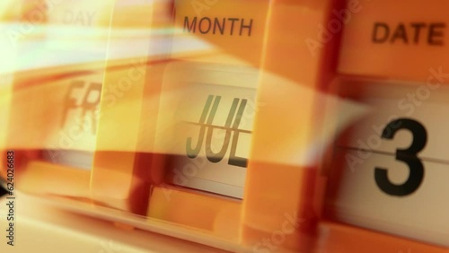 Time lapse of calendar clock in 1 year in futuristic lighting