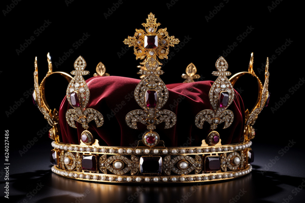 Royal crown for coronation. AI generated.