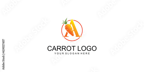 Creative carrot logo design with unique concept| organic food| premium vector