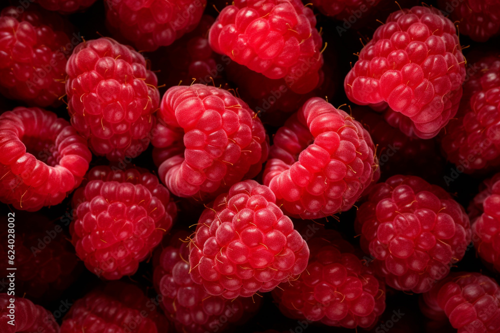 Ripe raspberries, berry background. AI generated. Ripe raspberries, berry background. AI generated.