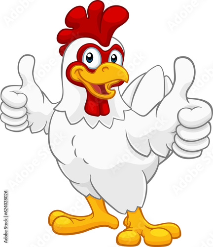 Slika na platnu Chicken Cartoon Rooster Cockerel Character