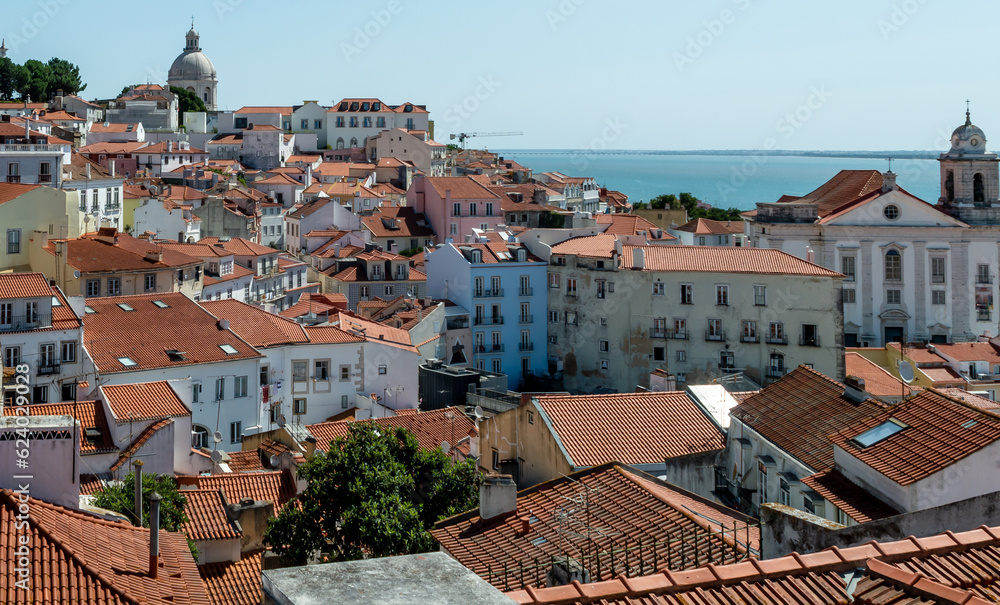 Lisbon. Portugal- 07.09.2-23. A panoramic view of the Alfama district from a vantage point.