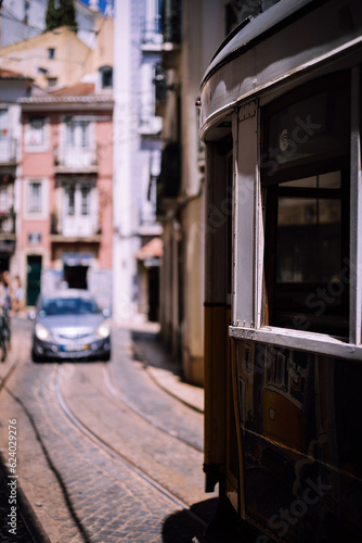 Detail of tram in the city of Lisbon Portugal 
