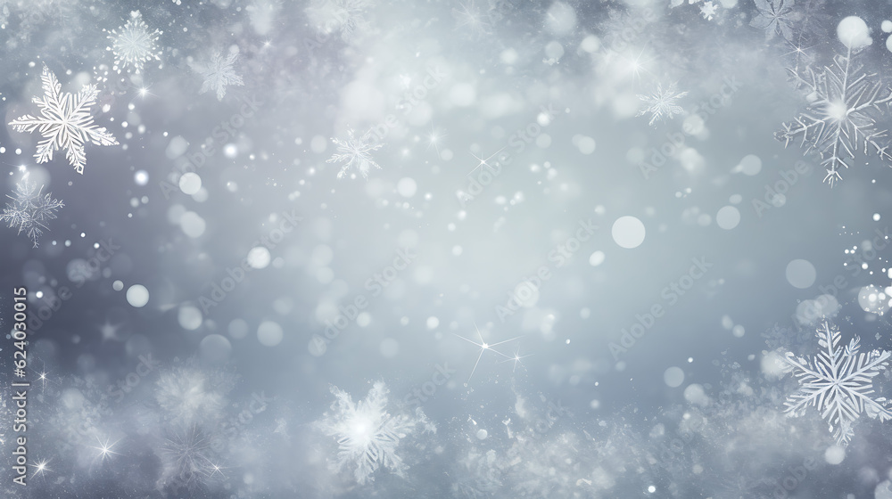 Abstract white christmas background with snowflakes. Generative AI